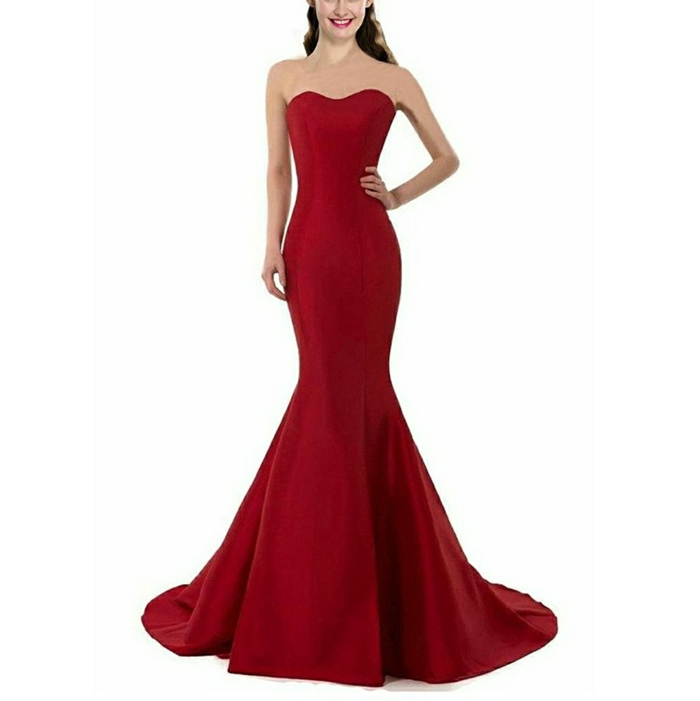 Red satin dress